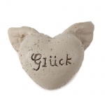Kleines Vintage Herz -Glück- mit Flügeln in Taupe