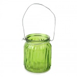 Teelichtglas mit Henkel in Grün
