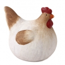 Keramik Huhn in Weiß/Braun, 13 cm