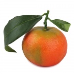 Kunstobst Mandarine mit Deko Blatt, 65 mm