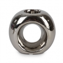 Keramik Teelichthalter Ring in Silber, 11 cm