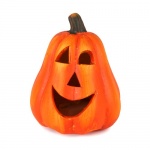 Keramik Halloween Kürbis Gesicht mit LED Beleuchtung Nr. 2, 80 mm
