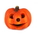 Keramik Halloween Kürbis Gesicht mit LED Beleuchtung Nr. 3, 60 mm