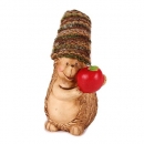 Keramik Igel mit Wollmütze und Apfel, 14 cm