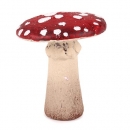 Keramik Fliegenpilz mit weißen Glitzerpunkten, handbemalt, 95 mm