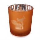 Teelichthalter Fuchs verspiegelt in Orange, 80 mm