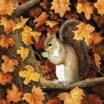20er Pack Servietten Herbst Eichhörnchen, Ahornbaum, 33 x 33 cm
