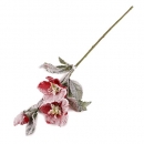 Kunstblume Helleborus, Christrose in Dunkelrot mit Schnee, 58 cm