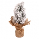 Deko Tannenzweig mit Jutesack, Schnee und Glitzer, 20 cm