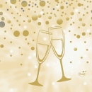 Duni Zelltuch Cocktail-Servietten Best Wishes & New Year Black in Cream, 24 x 24 cm