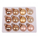 12 Mini Christbaumkugeln in Rosé, Perlmutt und Gold, 30 mm