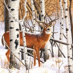 20er Pack Servietten Hirsch im Winterwald, 33 x 33 cm