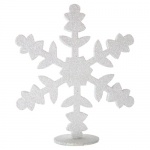 Glitzer Eiskristall, Schneeflocke in Weiß-Perlmutt zum Aufstellen, 15 cm
