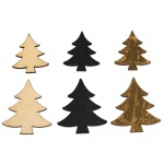 12 Holz Streuteile Weihnachten, Tannenbaum, 30 - 40 mm
