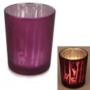 Teelichtglas Hirsche im Wald in Lila verspiegelt, 68 mm