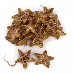 20 Stroh Sterne, Christbaumschmuck in Gold Glitzer, 50 mm