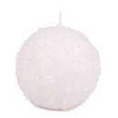 Kugelkerze Weihnachten, Schneeball in Weiß glitzernd, 10 cm