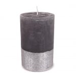 Stumpenkerze Weihnachten, Rustic in Anthrazit/Silber, durchgefärbt, 11 cm
