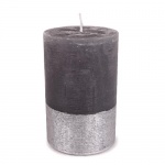 Stumpenkerze Weihnachten, Rustic in Anthrazit/Silber, durchgefärbt, 11 cm