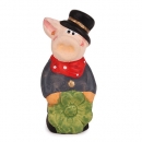 Gastgeschenk Silvester Schornsteinfeger Schwein mit Glücksklee, 60 mm