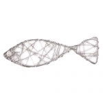 Draht Fisch zur Komunion/Konfirmation in Silber, mit Perlenauge, 70 mm