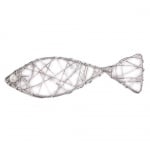 Draht Fisch zur Komunion/Konfirmation in Silber, mit Perlenauge, 70 mm
