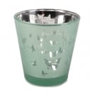 Teelichtglas Kleine Schmetterlinge in Hellgrün verspiegelt, 65 mm