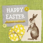 20er Pack Servietten Ostern, Leinenmuster, -Happy Easter-, 33 x 33 cm