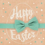 20er Pack Servietten Ostern -Happy Easter- mit Schleife in Mintgrün, 33 x 33 cm