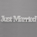 Holz Aufsteller Hochzeit, Schriftzug Just Married in Weiß