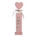 Holz Aufsteller Hochzeit, Herz mit Schriftzug LOVE in Rosa/Weiß, 25 cm
