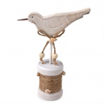 Holz Aufsteller Maritim, Möwe, Turmschnecken in Weiß/Braun, 19 cm