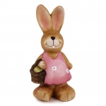 Dekofigur Osterhasen Mädchen mit rosa Kleid und Körbchen, 16 cm