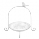 Etagere Vintage mit einer Ebene, Glasteller und Vögelchen, 24 cm