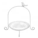 Etagere Vintage mit einer Ebene, Glasteller und Vögelchen, 24 cm