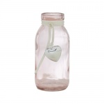 Kleines Glas Väschen mit Herzanhänger in Rosa, 10,5 cm