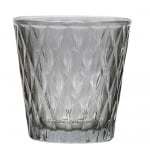 Teelichtglas mit Rautenmuster in Rauchgrau, 75 mm