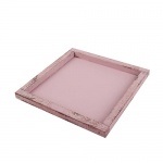 Holztablett, Gesteckunterlage quadratisch in Rosa, 20 cm