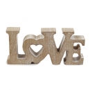 Holz Aufsteller Hochzeit, Schriftzug Love in Hellbraun, 14 cm