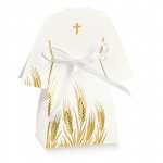 Bonboniere Kommunion, Konfirmation, Tunica in Creme/Gold, 11 cm