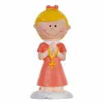 Dekofigur, Kommunion, Konfirmation, Mädchen mit Rosenkranz, in Apricot, 70 mm
