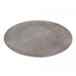 Dekoteller glatt mit Holz Struktur in Grau metallic, 33 cm