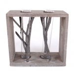2 Reagenzglas Vasen im Holzzweig-Gestell, klein, 15 cm