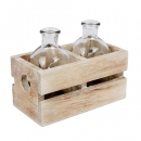 2 Flaschen Väschen in einer Holzkiste, 11 cm