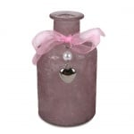 Flaschen Väschen Rustic mit Schleife, Herzanhänger, in Rosa, 12 cm