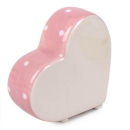 Keramik Herz stehend mit Punkten in Rosa, 80 mm