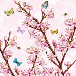 20er Pack Servietten Kirschbaumblüten in Rosa 33 x 33 cm