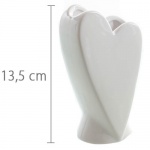 Keramik Tisch Väschen Herz, Hochzeit in Weiß glasiert, 14 cm