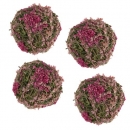 4 kleine Deko Kugeln aus Naturmaterial in Rosa-Pink, 50 mm