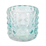 Kerzenglas Kristall Diamant in Mintgrün, 87 mm